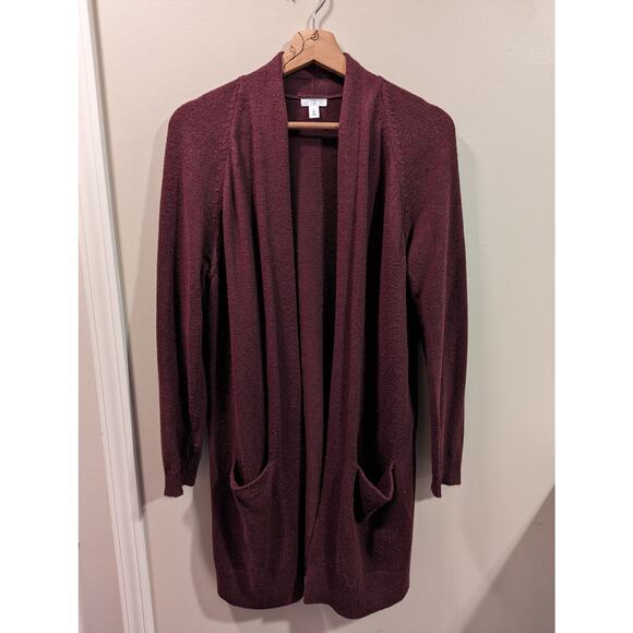 Nordstrom BP Long Open Sweater in Burgundy - Picture 3 of 5